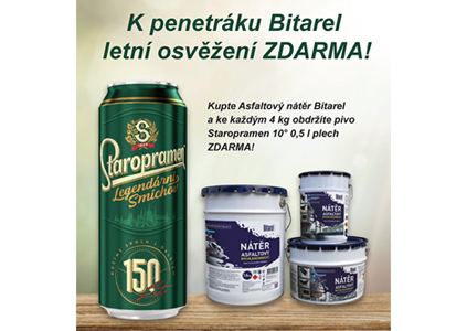 K asfaltovému nátěru Bitarel letní osvěžení zdarma