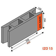 IZO 15 lehké ztracené bednění 600x150x250 1pal=80ks