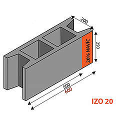 IZO 20 lehké ztracené bednění 600x200x250 1pal=60ks