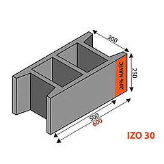 IZO 30 lehké ztracené bednění 600x300x250 1pal=40ks