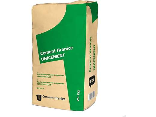 UNICEMENT tř.32,5 R (Cement II/B-LL 32,5 R) - 25kg, s vápencem, CEMENT HRANICE