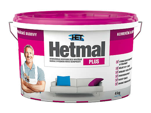 Hetmal plus akrylátový nátěr vnitřní bílý 4kg