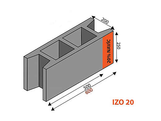 IZO 20 lehké ztracené bednění 600x200x250 1pal=60ks