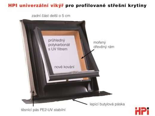 Vikýř univerzální pro profilované krytiny, hliník-cihlově červená - 500x600mm